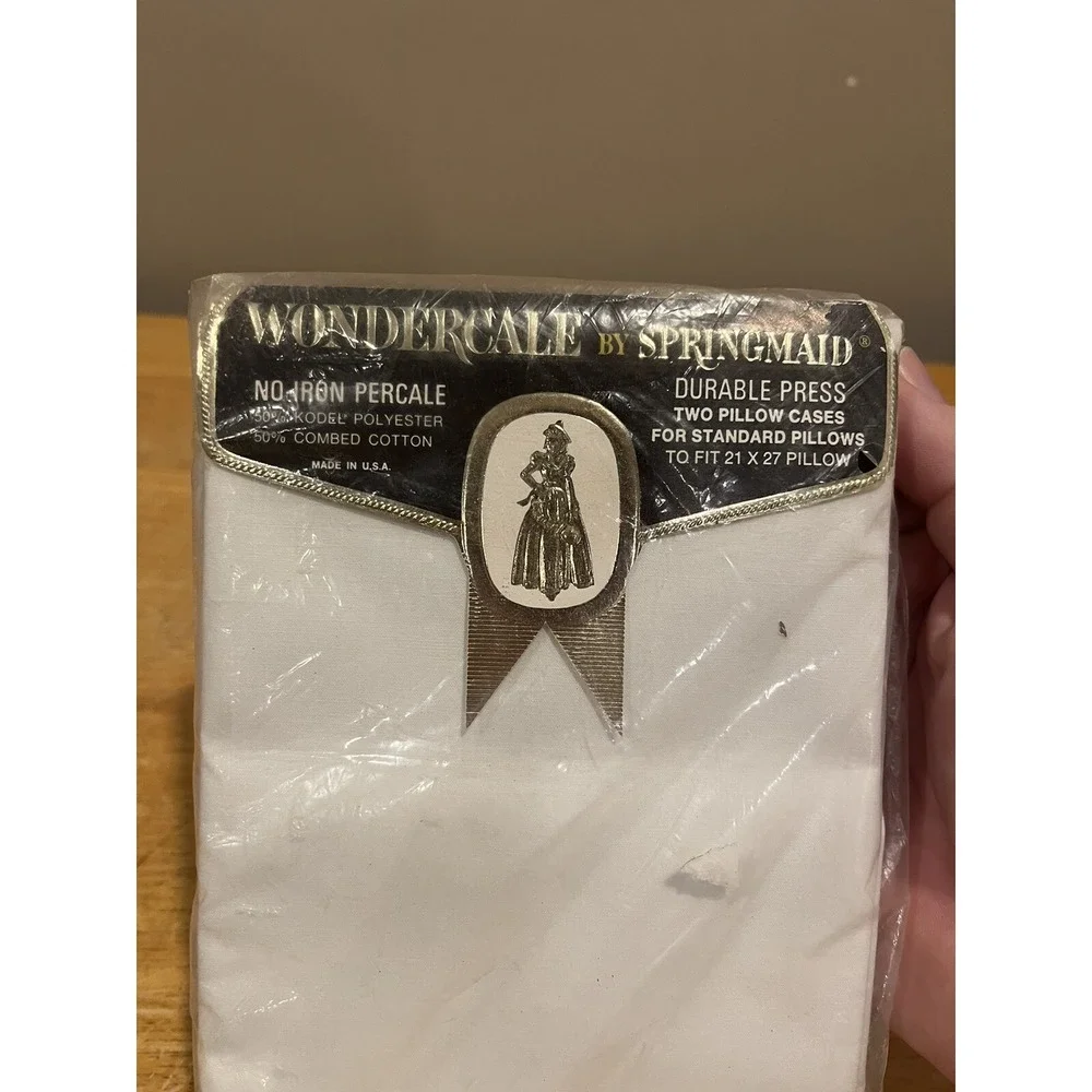 Pillowcases Standard Wondercale By Springmaid Vtg New Old Stock White‎